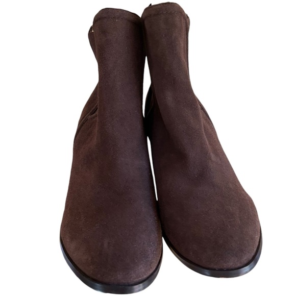 NEW Splendid Marika Brown Suede Block Heel Booties - Picture 2 of 6